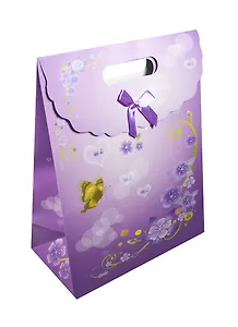 Пакет подарочный бумажный А4 24*12,5*32 "Фиалки" на липучке, мат. ламинат, выруб. ручка, ML