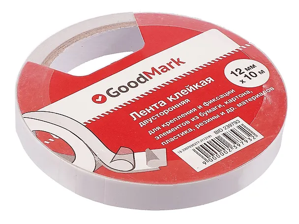 Лента клейкая двусторонняя, 12 мм х 10 м, GoodMark 239793 — 2