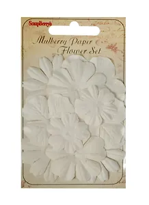 Набор цветочков из шелковичной бумаги 10 шт, белый