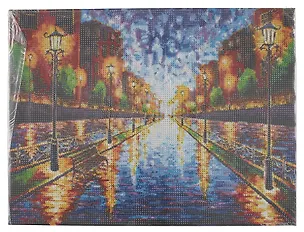 Алмазная мозаика (блестящая), с подрамником, с полным заполнением "Ночной бульвар", 30 х 40 см 3026623
