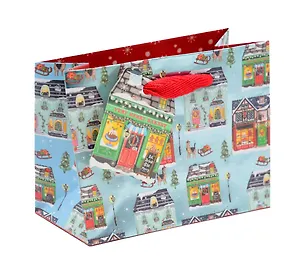 Пакет А6 11*14*6.5 "Домики и фонари" НГ, бум.мат.ламинат