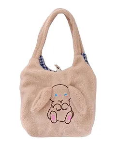 Сумка-шоппер плюшевая Зайчик с ушками (бежевая) (40х36) (12-ZhenPin-2716)