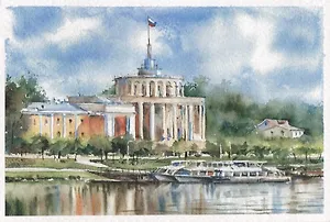 Открытка "Тверь. Речной вокзал"