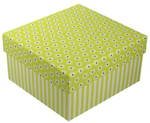 Коробка подарочная "Ромашки c полосками" салатовая, 15*15*8.5см