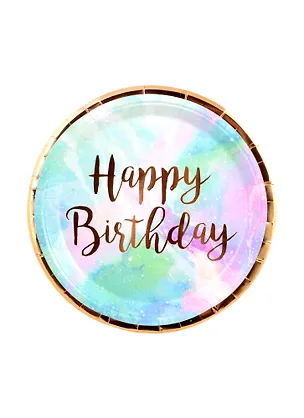 Набор бумажных тарелок Happy birthday космос с золотом (24см) (6шт) 2820125