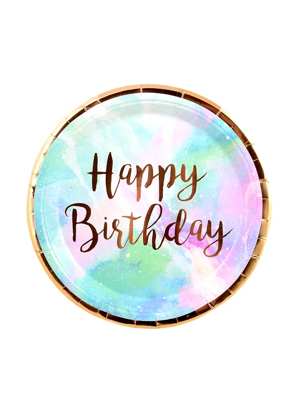 Набор бумажных тарелок Happy birthday космос с золотом (24см) (6шт) 2820125 — 1