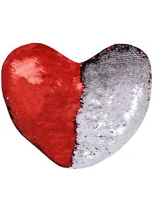 Подушка с пайетками Сердце красное с серебром (Р3301) (45х45)