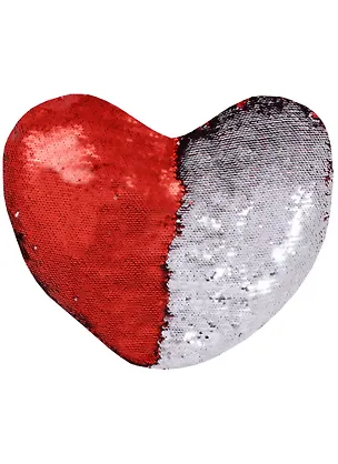 Подушка с пайетками Сердце красное с серебром (Р3301) (45х45) 2634194