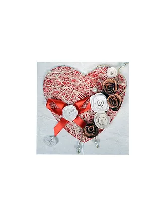 Открытки ручной работы "Сердце большое с розами" 16,5*16,5 см из бумаг ручного отлива 00008301 2392973