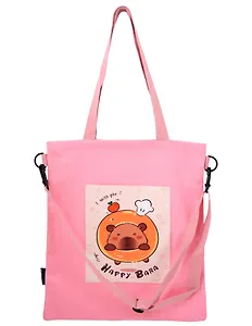 Сумка-шоппер с карманом Капибара Happy Bara (розовая) (12-7573-202510-SBKC-09)