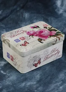 Сувенир, Шкатулка Роза и бабочка (12х9х6) (металл)