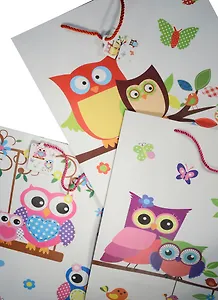 Пакет подарочный бумажный А3 38*50*18 "Совы на белом", дет., мат. ламинат, Kairui