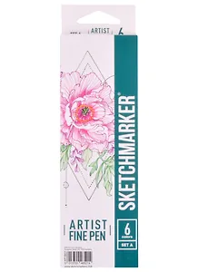 Ручки капиллярные 6цв Artist fine pen Basic 1, к/к, Sketchmarker