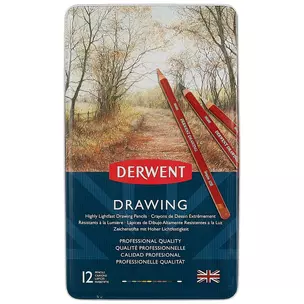 Цветные карандаши «Drawing», Derwent, природные оттенки, 12 цветов — 219321 — 1