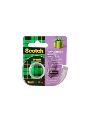 Лента клейкая 19мм*7,5м полуматовая, диспенсер, блистер, 3М 235417