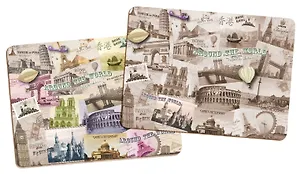 Доска для нарезки Вокруг света (CB-01-AWorld) (стекло) (30x20x0,4) (в подар.упаков.) GiftLand 2414966