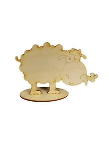 Фигурка на подставке Овечка с цветком на подстав. (141600) (180х50х110мм) (игрушка из дерева) (упаковка)