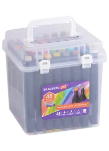 Маркеры для скетчинга 48цв "ART DEBUT "BLACK" двусторонние, пласт.кейс