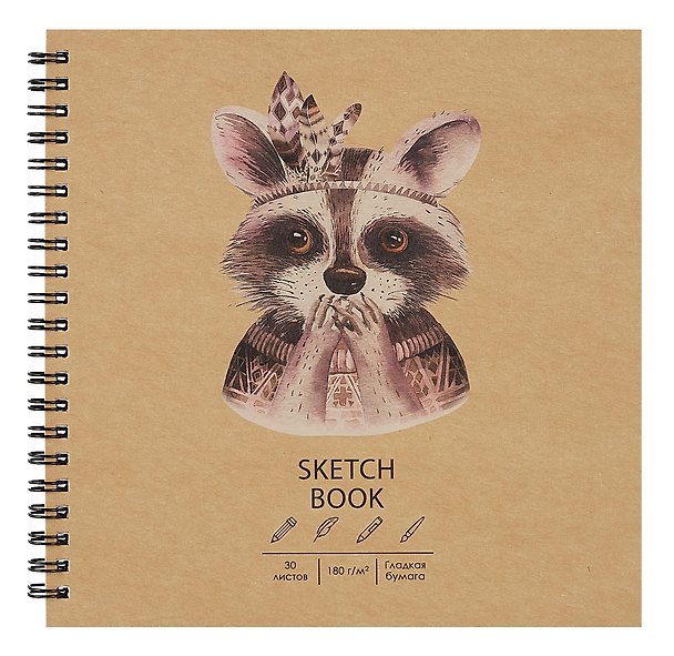 Скетчбук «Draft and Craft. Cute racoon», 190x190 мм, 30 листов, 180 г/м2, Paper Art 2989482 — 1