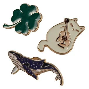 Набор металлических значков (3шт.) (Значок Pin Joy Клевер Значок Pin Joy Кит Значок Pin Joy Котик с гитарой) (металл) 3082538