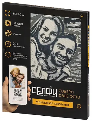 Алмазная мозаика 30х40 см. Серия "СЕЛФИКОНСТРУКТОР". 6 цветов. Классик (Арт.СКА-2455) 3170946