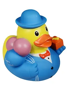 Игрушка для ванной, уточка резиновая FUNNY DUCKS "Уточка день рождения" (1818)