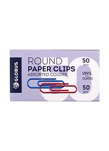 Скрепки 50мм 50шт, ассорти, винил, круглые, к/к