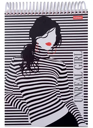 Блокнот А5 160л нелин. "Удивительные девушки" трехцв.тонир.блок, пласт.спираль, мел.картон, УФ-лак 2937795
