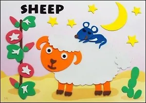 Объемная аппликация из мягкого пластика Овечка и мышонок (YH0973/13) (упаковка)