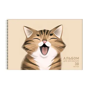 Альбом для рисования 30л А4 "Мяу" гребень, мел.картон, выб.лак