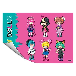 Клеенка для уроков труда "СЛАДКИЕ КУКОЛКИ" 500*700мм, ПВХ 130мкм, подвес