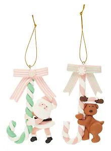 Набор новогодних подвесных украшений Пряничные карамельки с фигуркой (2шт) (пластик) (ПВХ бокс) (7х12) (12-07253CR-7)