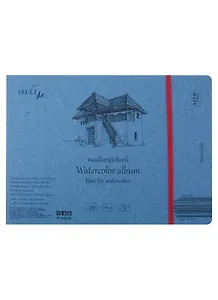 Скетчбук 24,5*18,3см 12л "SMLT Art Watercolor authenticbook", на резинке, 280г/м2, белый, сшивка