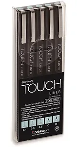 Ручки капиллярные  5шт TOUCH Liner серый холодный 0,1-0,3-0,5мм, блистер, TOUCH