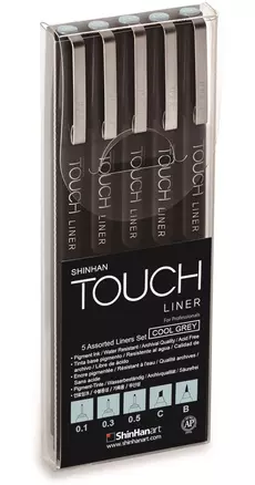 Ручки капиллярные  5шт TOUCH Liner серый холодный 0,1-0,3-0,5мм, блистер, TOUCH — 2952033 — 1