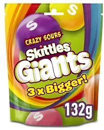 Жевательные конфеты SKITTLES giant sours, 136г
