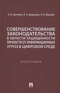 Совершенствование законодательства в области защищенности личности от информационных угроз в цифровой среде. Монография