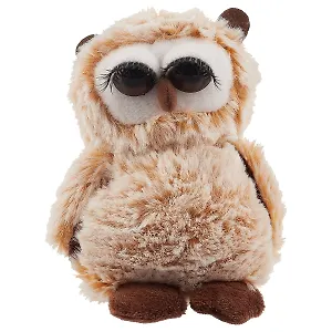 Сова с ресничками коричневая (мягкая игрушка)  11,5см в крафт-коробке