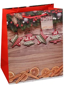 Пакет подарочный бумажный А4 32*26*12.5 "Новогодние пряности", Новый год, мат. ламинат, Kairui