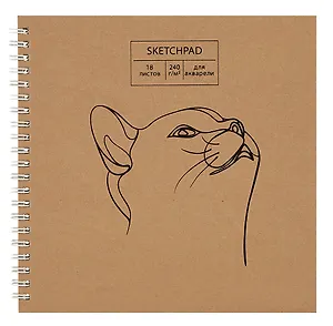 Скетчбук 190*190 18л "Craft life. 2"  акварел. бумага, 240г/м2, крафт картон, тиснение фольгой, евроспираль