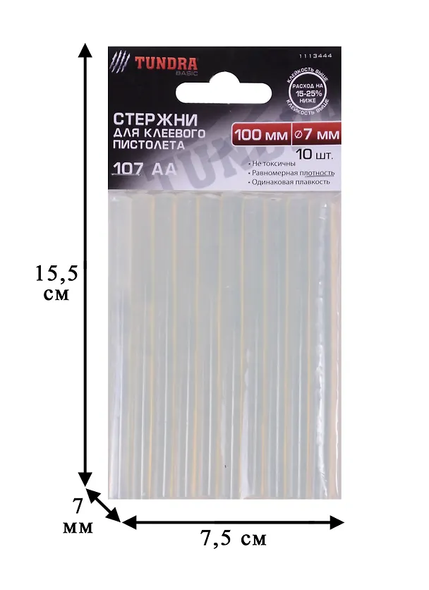 Стержни клеевые "TUNDRA basic" D 7 х 100 мм, 10 шт. 1113444 2629756 — 2