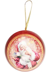 Подарочная коробка Дед Мороз и мешок с подарками Шар красный 90 мм