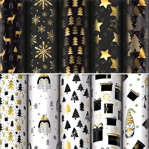 Бумага упаковочная 70*100см "Black.Gold.Whitel" НГ,инд.уп., ассорти