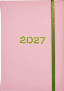Ежедневник дат. 2027г. А5 176л 140*200 "Color" розовый, иск.кожа, тв.переплет, резинка, кармашек, 2 ляссе, шелкография