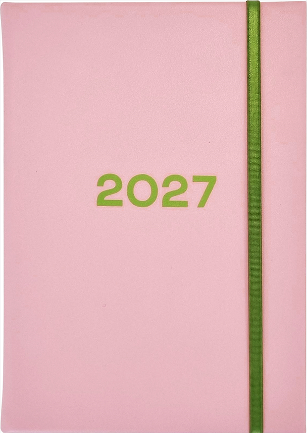 Ежедневник дат. 2027г. А5 176л 140*200 "Color" розовый, иск.кожа, тв.переплет, резинка, кармашек, 2 ляссе, шелкография 3172379 — 1
