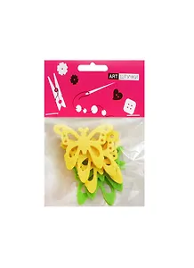 Бабочки двухцветные большие фетр (6069-10) (5шт) (3шт желтые/2шт зеленые) (упаковка/хедер)