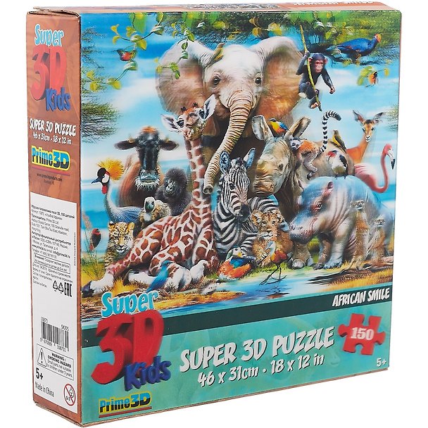 Пазл 150 Super 3D Kids Улыбка Африки (46х31) (5+) (10873) (коробка) 2663674 — 1