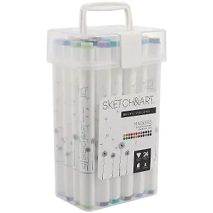 Маркеры для скетчинга 24цв "SKETCH&ART" двусторонние, пласт.упаковка, Bruno Visconti