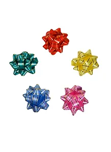 Бант декоративный d7,5 с зол.полосой, липучка, ассорти