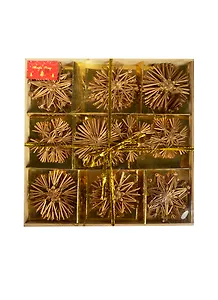 Новогоднее подвесное украшение из соломки Звезды, снежинки в деревянной коробке (19984) (Феникс-Презент)